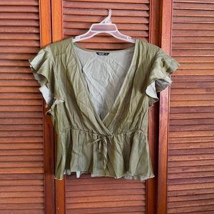 Plus Olive Short Sleeve Blouse